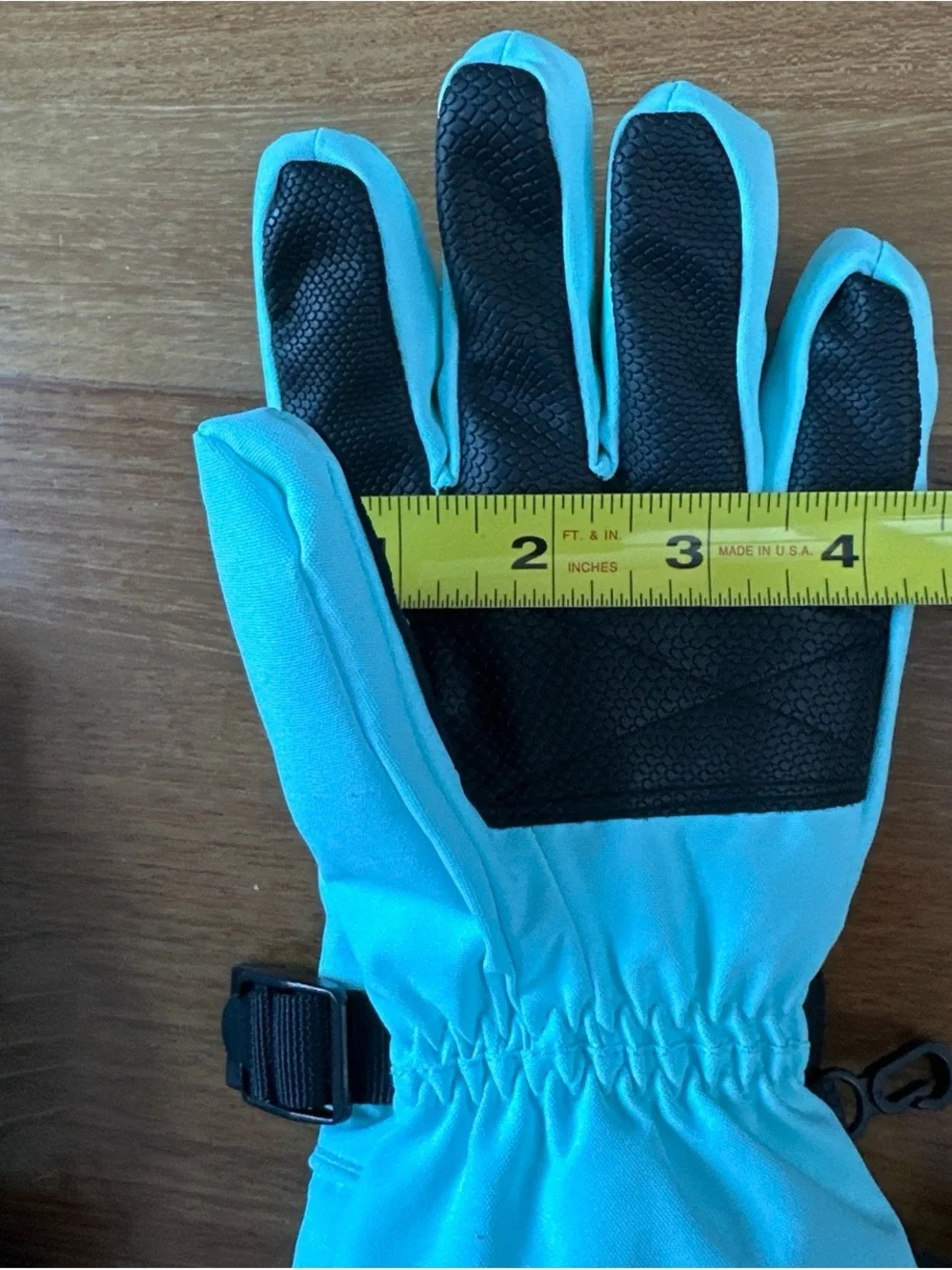 Kids Turquoise Winter Gloves with Adjustable Strap